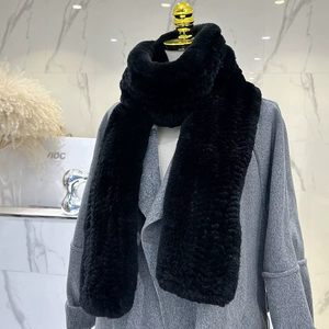 Bufanda de Piel de Conejo Rex Blanca de Lujo para Mujer, Bufanda de Piel Genuina Cálida para Invierno, Bufanda Larga de Felpa Suave, Venta al por Mayor - Product Image 6