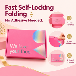 กล่องไปรษณีย์ลูกฟูกแบบประหยัดค่าขนส่งของ Bee Flat พร้อมโลโก้สั่งทำสีชมพู สำหรับชุดสินค้ารายเดือน - Product Image 3