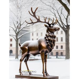 Escultura de cabeza de ciervo de estatua de metal de <span class=keywords><strong>tamaño</strong></span> <span class=keywords><strong>real</strong></span> de cobre de bronce de diseño animal realista a la venta - Product Image 4