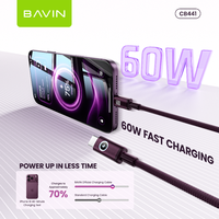 Câble de charge rapide BAVIN 60W PD Type C vers Type C 1M Câble de données tressé Câble USB pour ordinateur portable tablette smartphone PC universel