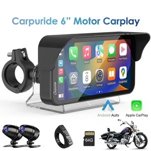 Carpuride W603D+TPMS จอไร้สายขนาด 6 นิ้ว รองรับ Carplay และ Android <span class=keywords><strong>Auto</strong></span> สำหรับมอเตอร์ไซค์ พร้อม GPS ระบบตรวจวัดแรงดันลมยาง ป้องกันการสั่นไหว รุ่นกลางคืน กล้องสองตัว - Product Image 1
