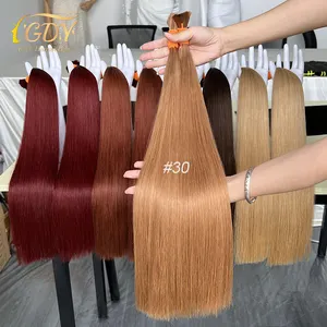 Factory Price Medium Dark Auburn Real Human Hair Top Quality Color Silky Straight Double Drawn Bulk Hair