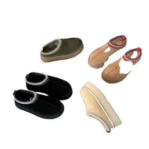 Good selling 5cm Thickened Sole Ethnic Embroidery Tazz platform slippers Warm Sheepskin Snow Boots