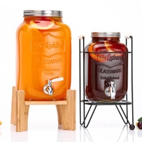 Distributeur de boissons en verre 3L 4L 5L 8L avec couvercle à clipser, stockage alimentaire, distributeur de boissons écologique pour cuisine, vente en gros