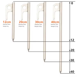 En Stock, Estacas para Tienda de Campaña de Acero Inoxidable 304 de Alta Resistencia, Diámetro 9mm, Herramientas Portátiles Antideformables para Supervivencia, Senderismo y Camping - Product Image 3