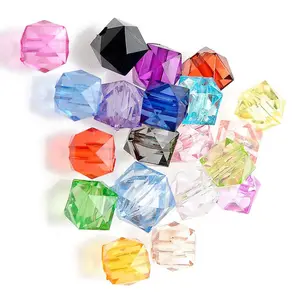 Wholesale Clear Crystal 10mm Transparent Square Beads Diamond Shaped Acrylic Plastic Loose Beads