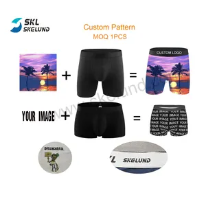 Custom Wholesale logo Men boxer Briefs Photo Printed Polyester Cotton Underpants Custom Print Underwear For Men Women