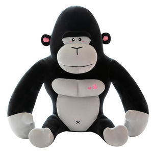 Scimmia peluche con logo ricamato peluche figura giocattolo peluche pp cotone peluche peluche scimmia foresta giungla
