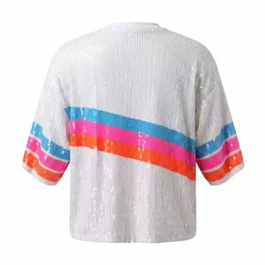 Camisetas de Mujer Yuji BLadies al por Mayor de Fábrica, Bordado Intenso, Manga Corta, Lentejuelas, San Antonio, para Días de Partido, Deportivas - Product Image 2