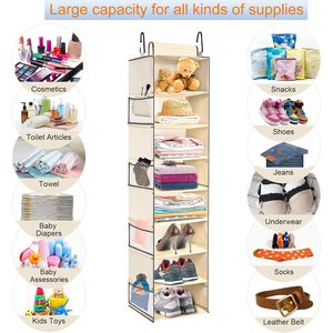 1 Pack Hanging <b>Shoe</b> Organizer 8 Shelf With Side Pockets For Closet <b>Storage</b> Behind Door Wall Mount Fabric Organizer - Product Image 5