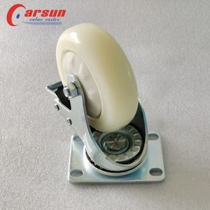 Ruedas Giratorias Industriales de Nylon Blanco de 4 Pulgadas, Tamaño Mediano, con Bloqueo y Tapa, Compatibles con OEM - Product Image 3