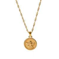 Joyería de moda 18K chapado en oro de acero inoxidable collar impermeable Cupido Ángel colgante collar para mujer