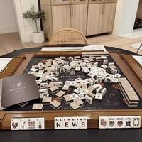 Juego de Mahjong Americano de Lujo con Base de Mármol, Colección Marrón en Capas, Venta al por Mayor B2B, Juego de Mesa de Ocio Otoñal, Fichas de Mahjong Personalizadas