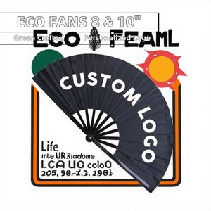 Abanicos Plegables de Bambú Ecológicos Personalizados de 13 Pulgadas con Tela de Seda y Varillas de Plástico, con Logotipo Pintado para Publicidad, Souvenir Promocional - Product Image 2