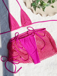 Peeqi Summer 2025 Sexy Bikini and Throng and Hollow Out Mini <strong>Skirt</strong> 3 Piece Set Swimwear Beachwear Sexy Casual <strong>Swimsuit</strong> for Women - Product Image 5