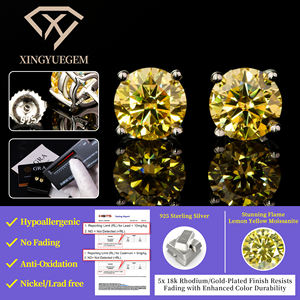 Boucles d'oreilles clous en argent 925 plaqué or 18 carats, moissanite VVS 5 mm/6,5 mm certifiée GRA, testée au diamant, bijoux de mariage, idéales pour un cadeau - Product Image 2