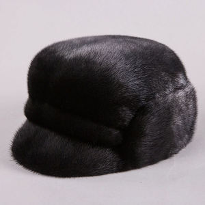 秋冬メンズ本革アビエイターハットフルミンクファー暖かい耳保護キャップスポーツパーティー用 - Product Image 4