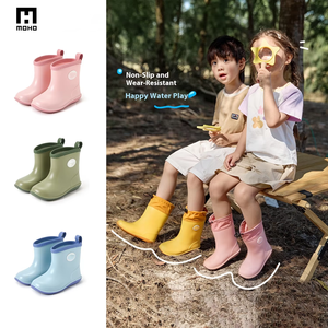 2025รองเท้าบูทกันฝนสำหรับเด็ก, รองเท้ากันน้ำตาข่ายบุกันน้ำกันลื่นพื้นรองเท้าพีวีซีและยางแบบใช้แล้วทิ้งสำหรับเด็กผู้ชายเด็กผู้หญิงฤดูใบไม้ร่วง - Product Image 1