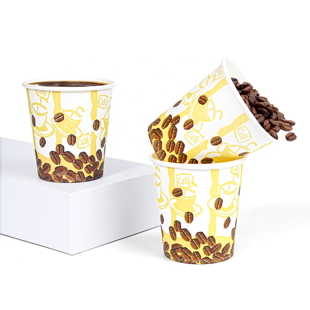 ZJPACK Custom Disposable Biodegradable Paper Cup with Lid Food Grade Material for Coffee Wine Carbonated Drinks