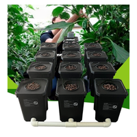 Kit de culture hydroponique avec 12 seaux en plastique PP noir, système de culture hydroponique pour serre et jardin à domicile