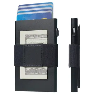Individuelle Slim-Bankbörse für Herren, aufklappbarer Kartenhalter mit RFID-Blocking minimalistische Geschäfts-Kreditkarten-Brieftasche