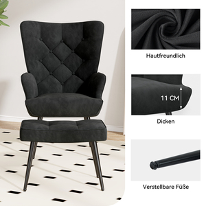 <b>Mid</b> <b>Century</b> <b>Modern</b> Eco-Friendly Velvet Convertible Accent <b>Chair</b> Ottoman Durable Tufted Button High Back Metal Legs Bedroom - Product Image 2