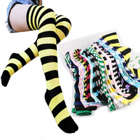 Drôle Cosplay Halloween Cuisse Sur Coloré Halloween Nouveauté Cozy Crew Cadeau Plaine Noël Rayé Chaussettes De Noël Bas