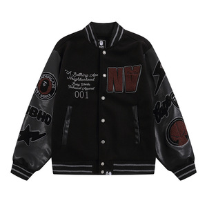Chaqueta <span class=keywords><strong>Bomber</strong></span> Bordada con Alfabeto, Estilo Béisbol, para Parejas, Ropa Urbana, Combinable con Todo, Venta al Por Mayor para Comercio Exterior Transfronterizo - Product Image 5