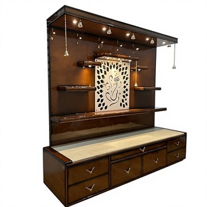 Templo de Madera de Teca Tallado a Mano con Diseño de Pavo Real para el Hogar, Templo de Madera de Teca de Diseño Clásico para el Hogar - Product Image 2