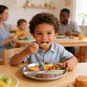 Platos <span class=keywords><strong>de</strong></span> Cena Divididos <span class=keywords><strong>de</strong></span> Acero Inoxidable Ecológicos, <span class=keywords><strong>de</strong></span> Alta Calidad, Irrompibles, Reutilizables, con Dibujos Animados, Seguros <span class=keywords><strong>para</strong></span> Niños, <span class=keywords><strong>para</strong></span> el Regreso a Clases - Product Image 1