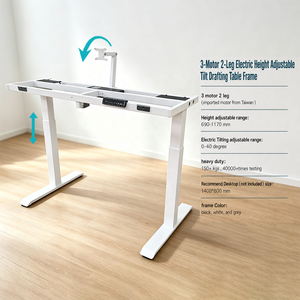 Mesa <span class=keywords><strong>de</strong></span> Dibujo Eléctrica <span class=keywords><strong>de</strong></span> Altura Ajustable con 3 Motores y Superficie <span class=keywords><strong>de</strong></span> <span class=keywords><strong>Trabajo</strong></span> Inclinable para Arquitectos y Artistas - Product Image 2