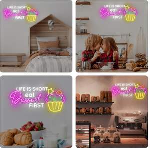 La vita è breve mangiare il Dessert prima insegna al Neon, decorazione murale del negozio di dolci, forno per Cupcake luci Led Custom insegne al Neon - Product Image 3