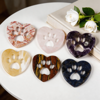 Vente en gros de sculptures de pattes de chat et de chien en cristal naturel mélangé sculpté à la main, pierres précieuses de guérison pour les amoureux des animaux