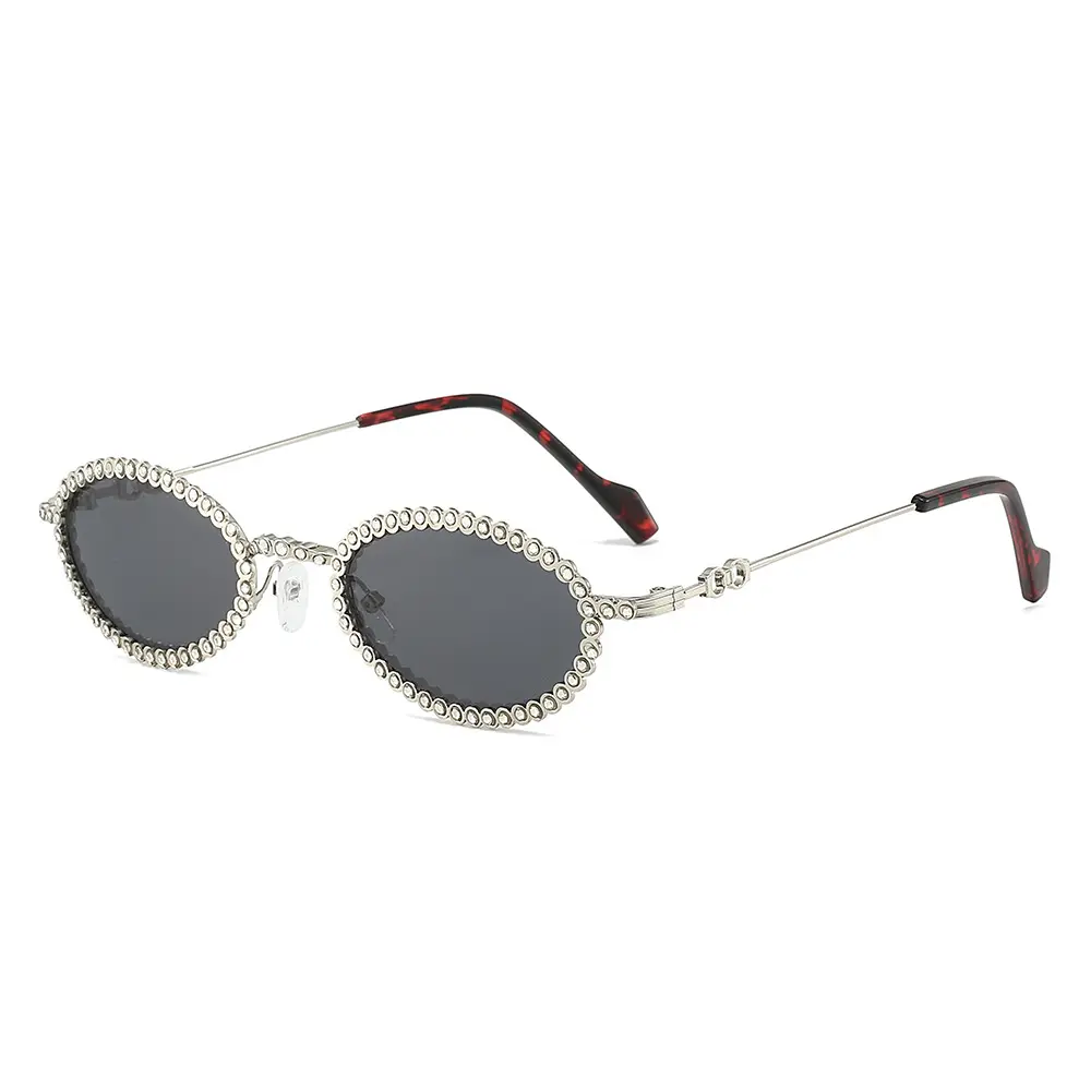 New Arrival Vintage Round Frame Punk Sunglasses Women Rhinestone Party Shades Fashion Small Sunglasses