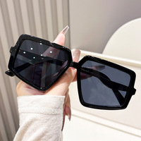 Lunettes de soleil carrées irrégulières sans monture, grande monture, style défilé, protection UV400, unisexe, tendance