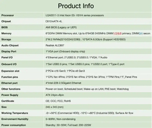 Xeon E5 NASマザーボードC612 10 SATA 4*2.4G LANポートLGA2011 NASボード2 * <span class=keywords><strong>M</strong></span>.2 4チャンネル6 * DDR4 DIMM PCIEサポート付きE5 2680V4 - Product Image 2