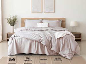 Juego de Funda Nórdica de Lujo de 3 Piezas en <span class=keywords><strong>Beige</strong></span> Claro, Elaborado con 100% Algodón Egipcio de 400 Hilos, con Fundas de Almohada - Product Image 3