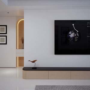 Meuble TV moderne minimaliste avec fonction LED, design simple de rangement mural complet pour salon et hôtel - Product Image 6