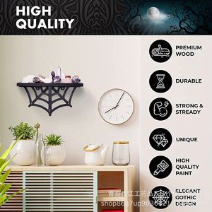 Étagère murale en bois minimaliste moderne pour décoration d'Halloween, idéale pour la maison et les fêtes. - Product Image 2