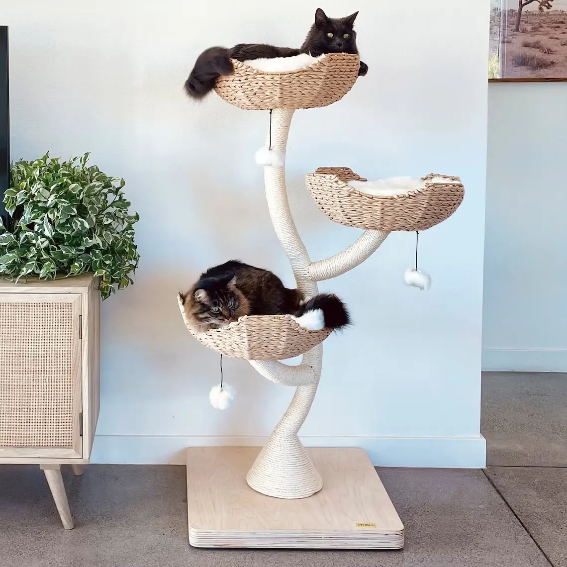 Luxo madeira gato árvore Floral torre para gato grande scratching post