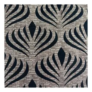 Dekorasi rumah kain Sofa cetak berkelompok kustom kain Flock kain Linen berbondong