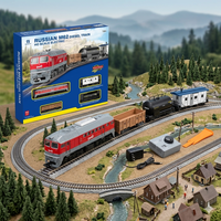 Kit Model Kereta Api Diecast Skala HO Lokomotif Uap Klasik dengan Rel dan Gerbong Logam