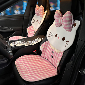 Coussin de siège de voiture pour chat mignon, ensemble complet, housse de siège décorative en tissu pour l'arrière avec nœud, pour une utilisation quatre saisons - Product Image 3