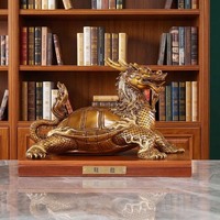 Statue de tortue à tête de dragon en cuivre chinois traditionnel, artisanat complexe, cadeau d'affaires, ornement pour la décoration de la maison et du bureau