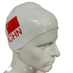 Custom printed racing swimming caps professional competition Dome swimming caps flag swim caps
