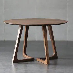 Ensemble de tables à manger rondes en bois, table de salle à manger en bois massif, table de restaurant marron moderne