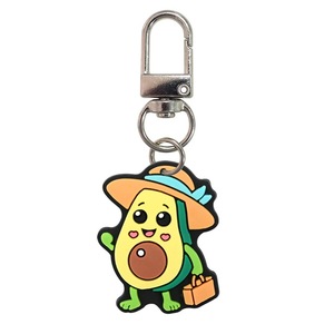Porte-clés en PVC souple en forme d'avocat de dessin animé mignon avec mousqueton, pendentif de sac DIY, accessoires de clés décoratifs avec logo personnalisé, vente en gros - Product Image 2
