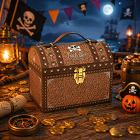 Coffret cadeau en papier fait main personnalisé avec poignée et fermoir, boîte à bonbons vintage de style pirate