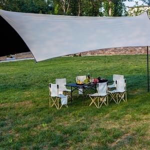 Tente de camping extensible en toile imperméable ignifuge noire à revêtement octogonal, protection solaire UPF50+, portable - Product Image 4