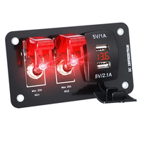Interrupteur à bascule 2 voies en alliage d'aluminium avec LED rouge 12V, panneau d'interrupteurs à bascule avec disjoncteur USB pour voiture de course
